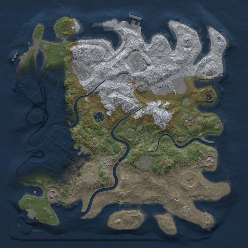 Rust Map: Procedural Map, Size: 3850, Seed: 869232211, 16 Monuments