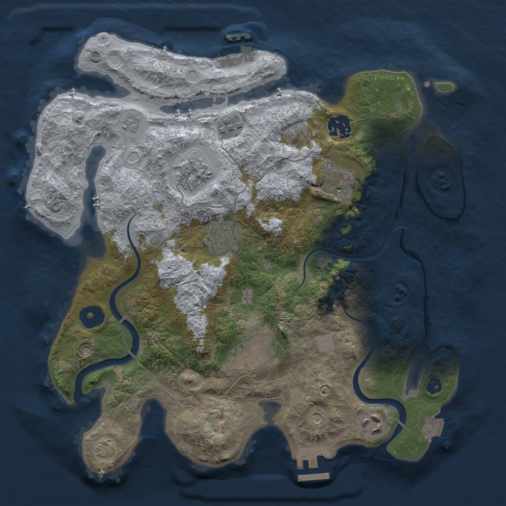 Rust Map: Procedural Map, Size: 3250, Seed: 2401861, 13 Monuments