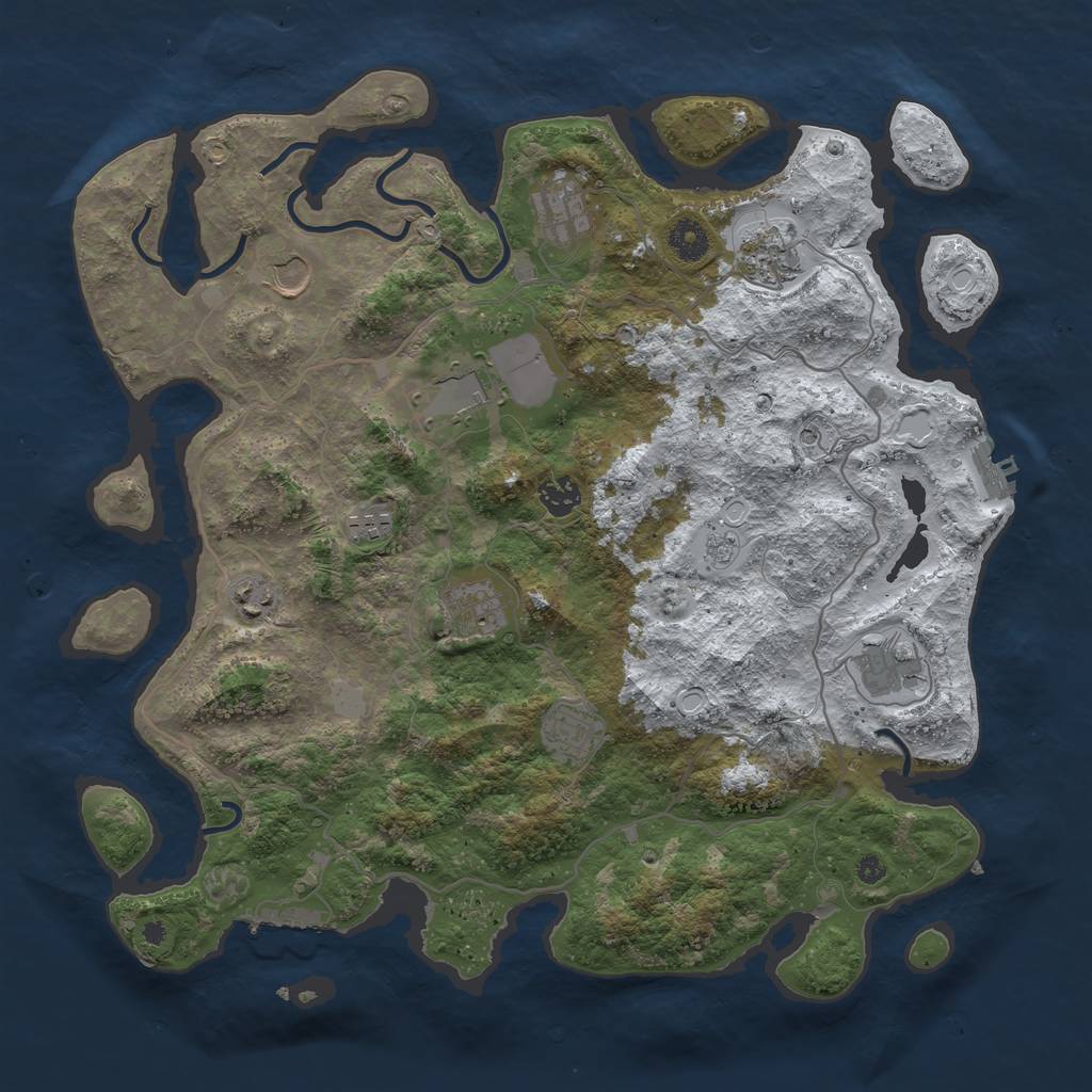 Rust Map: Procedural Map, Size: 4000, Seed: 56543322, 19 Monuments