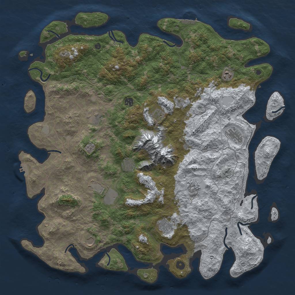 Rust Map: Procedural Map, Size: 5000, Seed: 613173, 20 Monuments