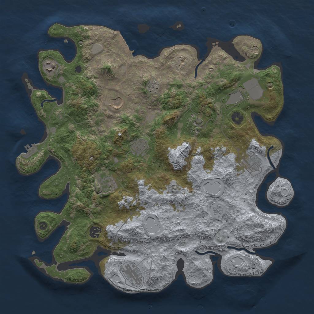 Rust Map: Procedural Map, Size: 3950, Seed: 1346002, 19 Monuments