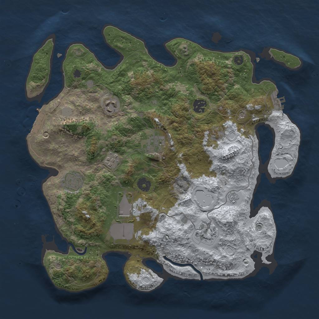 Rust Map: Procedural Map, Size: 3500, Seed: 1523243, 16 Monuments