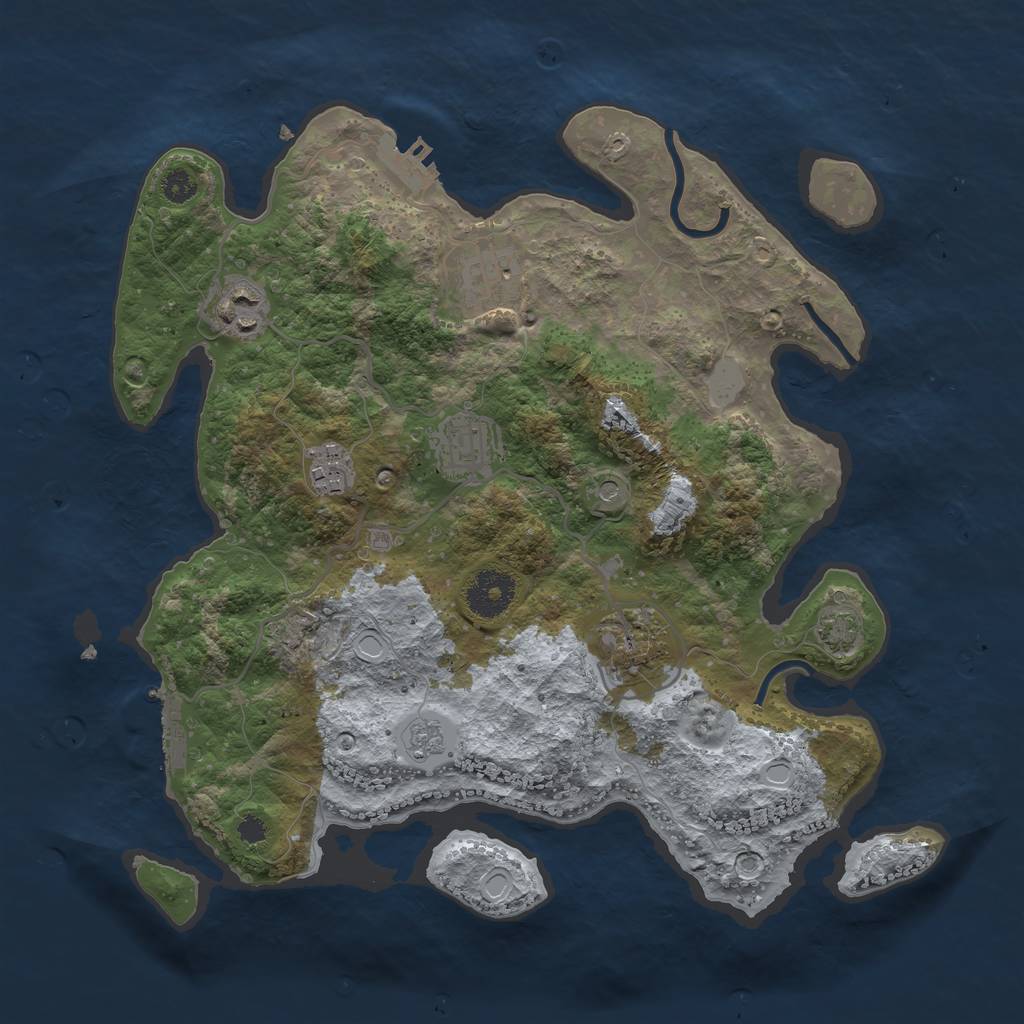 Rust Map: Procedural Map, Size: 3250, Seed: 3649913, 13 Monuments