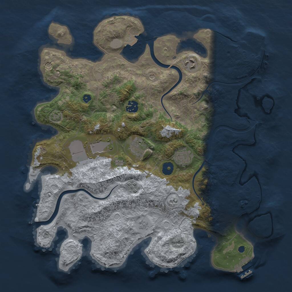 Rust Map: Procedural Map, Size: 3550, Seed: 808186, 12 Monuments