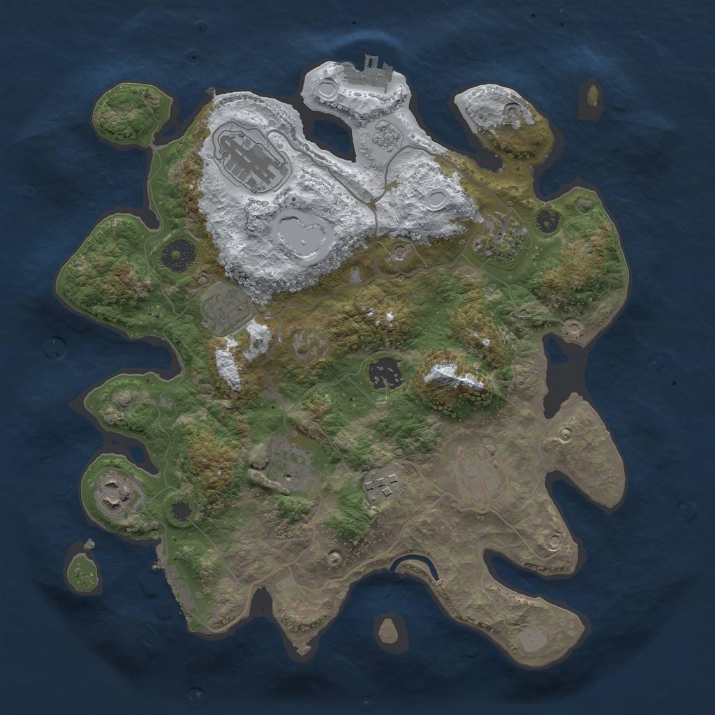 Rust Map: Procedural Map, Size: 3250, Seed: 1836073, 17 Monuments