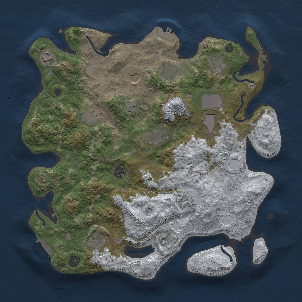 Rust Map: Procedural Map, Size: 3850, Seed: 798952906, 20 Monuments