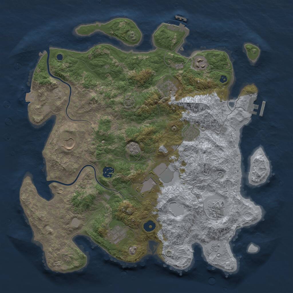 Rust Map: Procedural Map, Size: 3850, Seed: 354937895, 15 Monuments