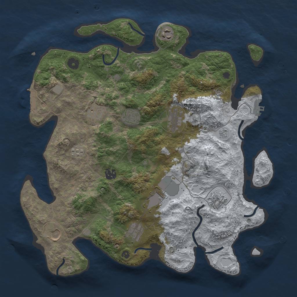 Rust Map: Procedural Map, Size: 3850, Seed: 354937895, 19 Monuments