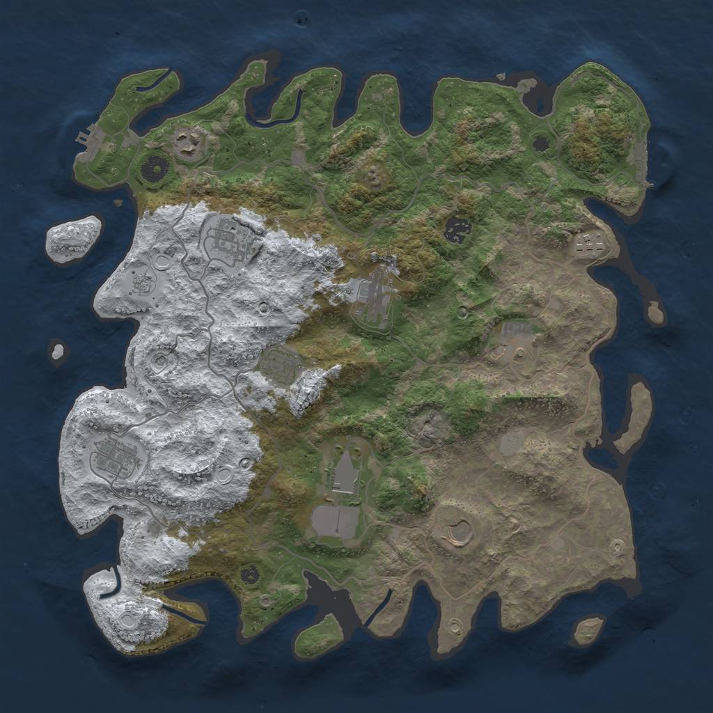Rust Map: Procedural Map, Size: 4000, Seed: 155241, 19 Monuments