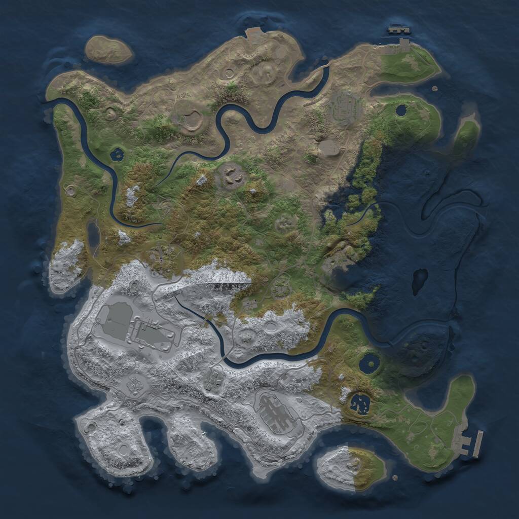 Rust Map: Procedural Map, Size: 3850, Seed: 124527305, 15 Monuments
