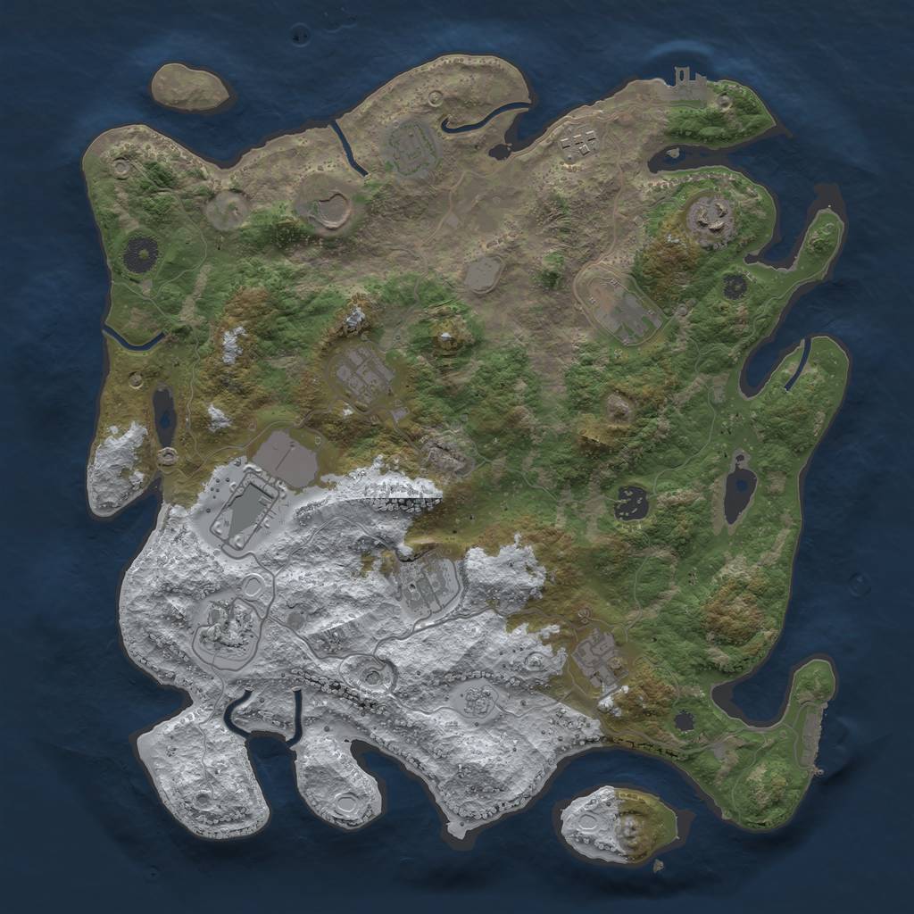 Rust Map: Procedural Map, Size: 3850, Seed: 124527305, 20 Monuments