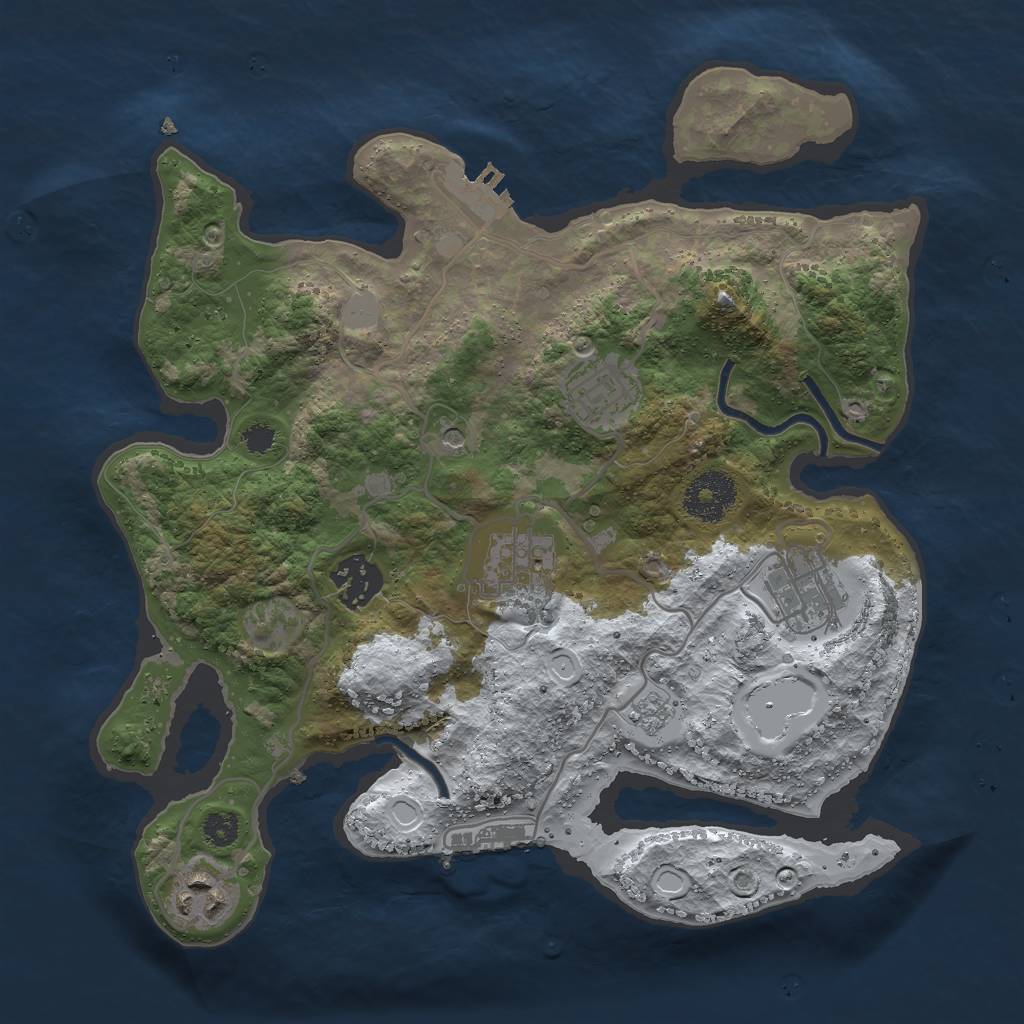Rust Map: Procedural Map, Size: 3000, Seed: 674808841, 14 Monuments