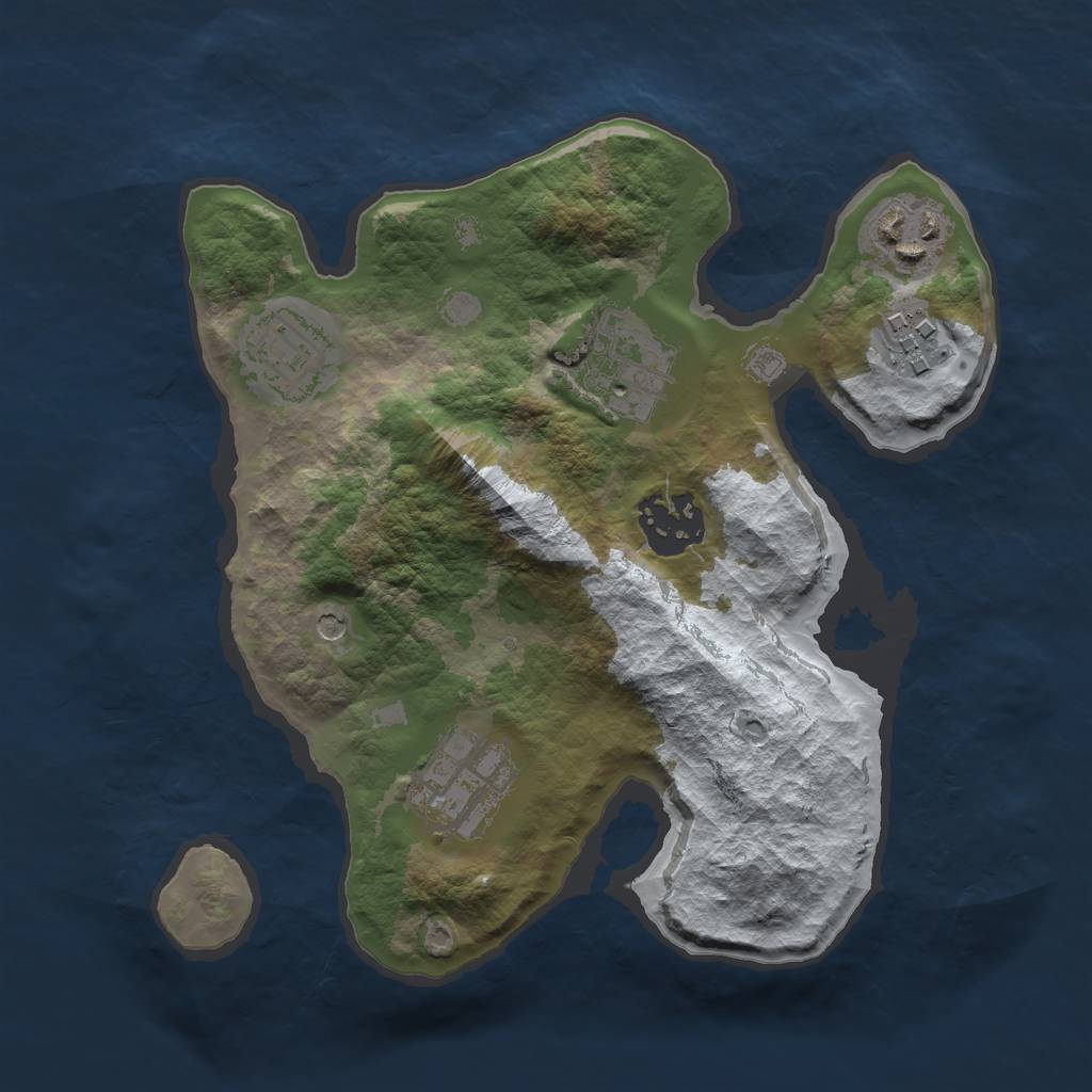Rust Map: Barren, Size: 2500, Seed: 282828, 9 Monuments