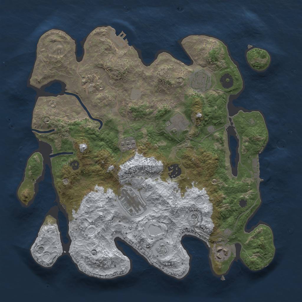 Rust Map: Procedural Map, Size: 3250, Seed: 1505864, 16 Monuments