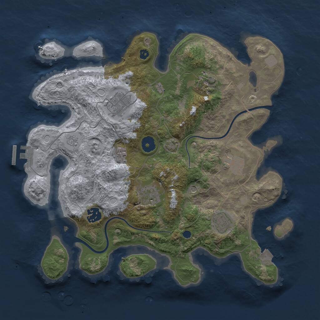 Rust Map: Procedural Map, Size: 3250, Seed: 3860568, 12 Monuments