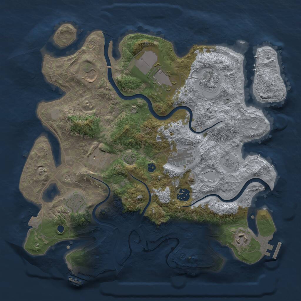 Rust Map: Procedural Map, Size: 3500, Seed: 8981, 14 Monuments