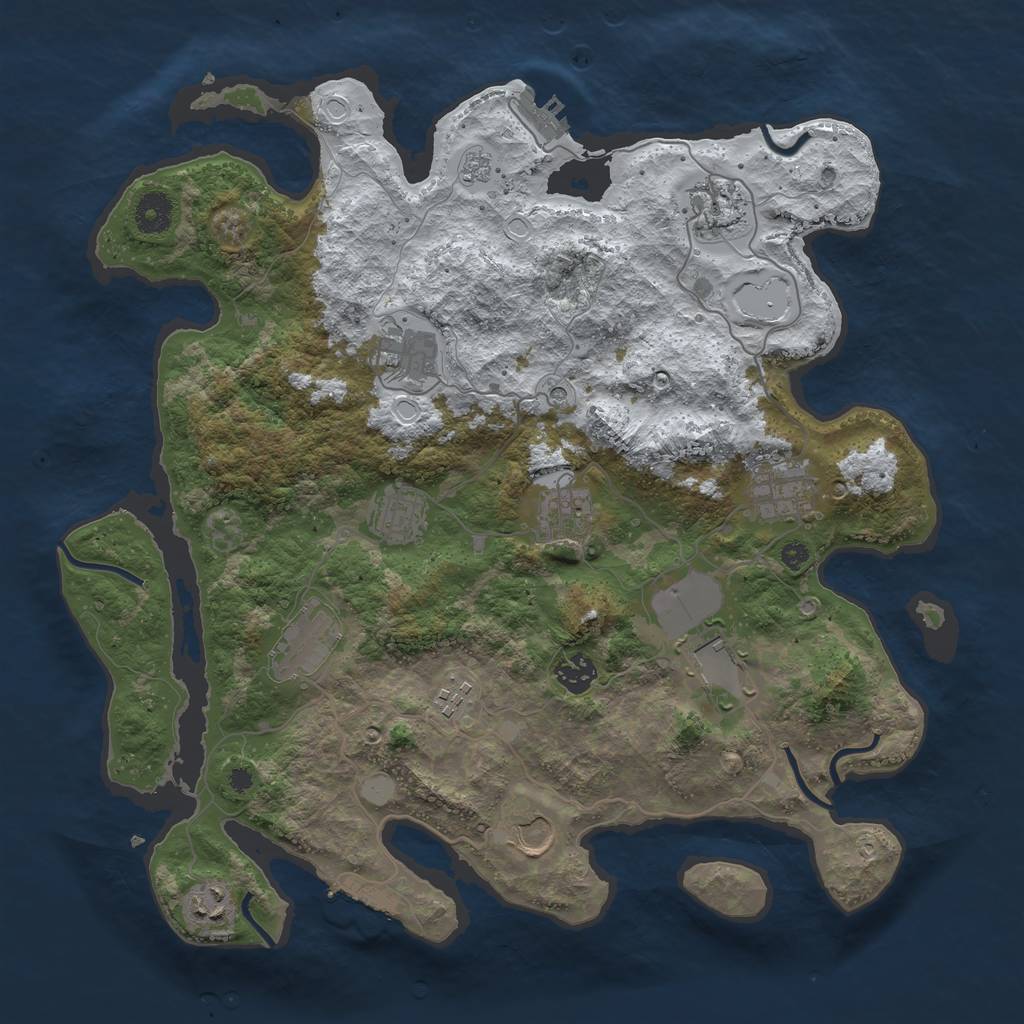 Rust Map: Procedural Map, Size: 3850, Seed: 458179991, 20 Monuments