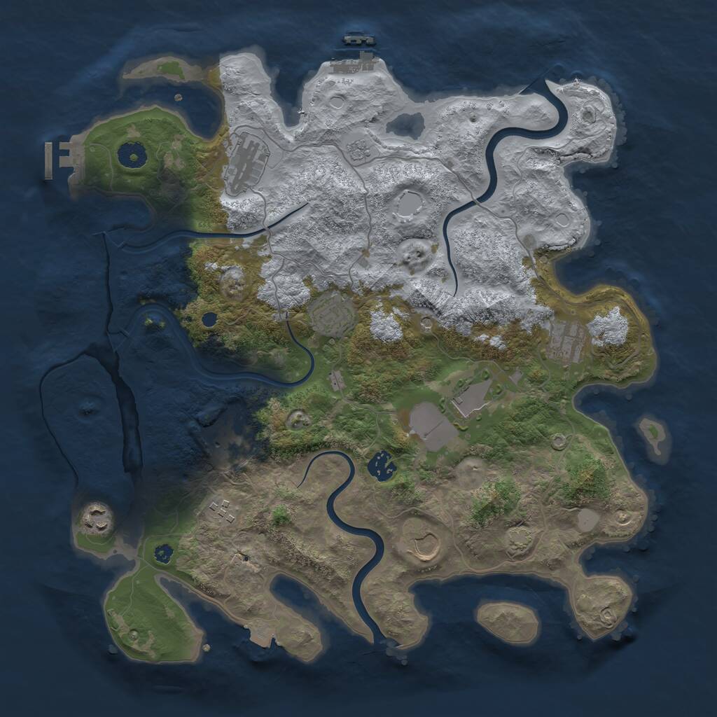 Rust Map: Procedural Map, Size: 3850, Seed: 458179991, 15 Monuments