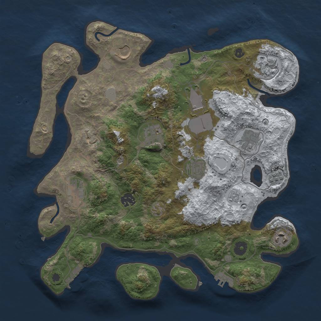Rust Map: Procedural Map, Size: 3500, Seed: 18282, 19 Monuments