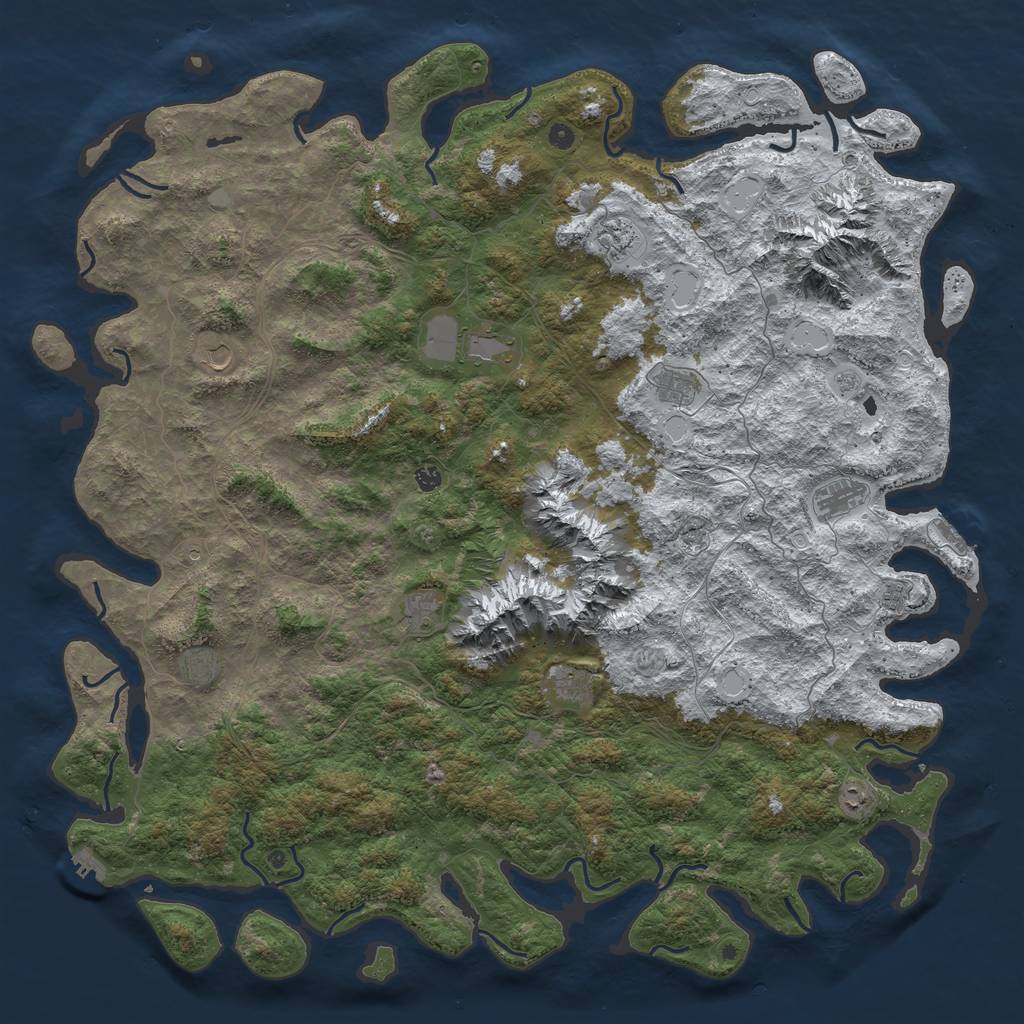 Rust Map: Procedural Map, Size: 6000, Seed: 827146, 20 Monuments