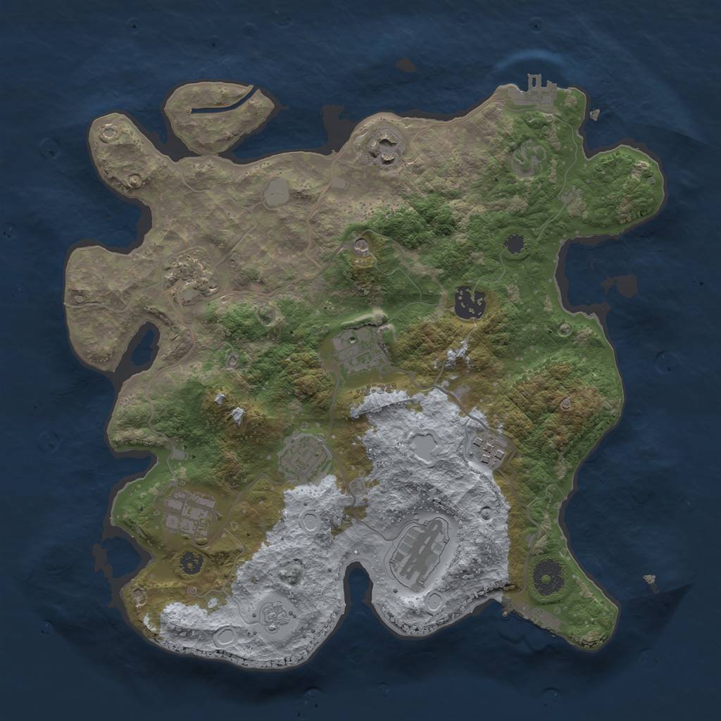 Rust Map: Procedural Map, Size: 3250, Seed: 3207902, 17 Monuments