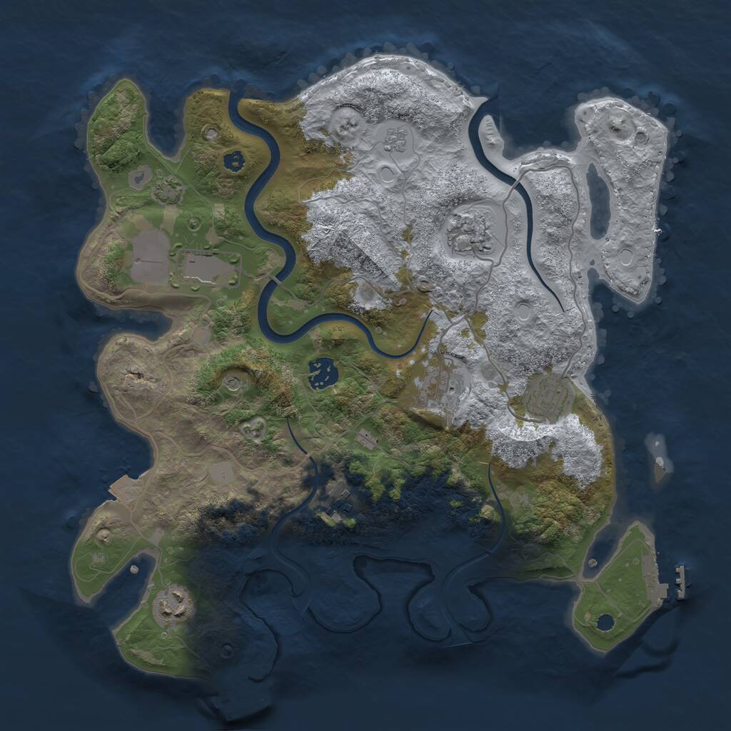 Rust Map: Procedural Map, Size: 3500, Seed: 36447985, 13 Monuments