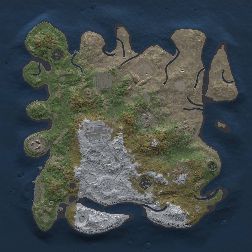 Rust Map: Procedural Map, Size: 3250, Seed: 5075866, 14 Monuments