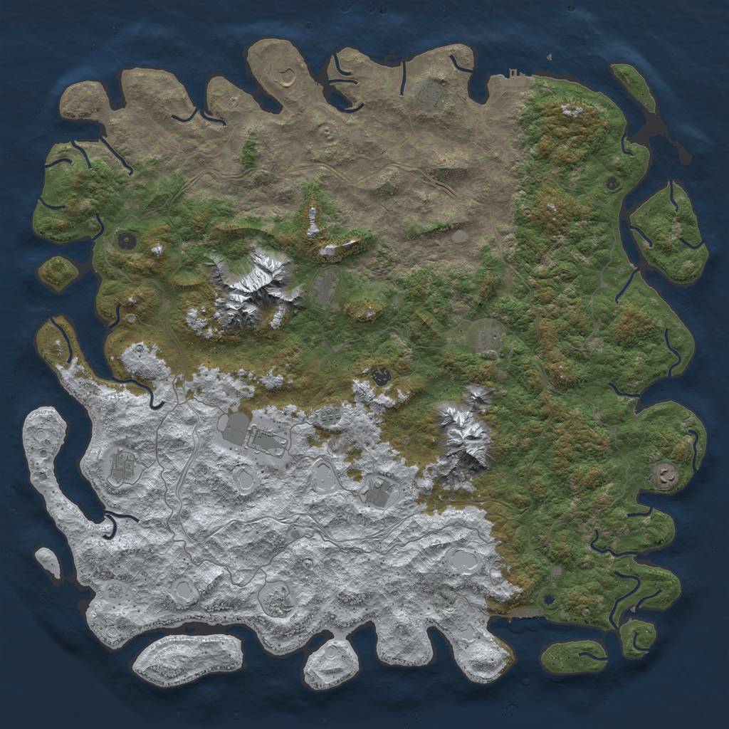Rust Map: Procedural Map, Size: 6000, Seed: 980599, 20 Monuments