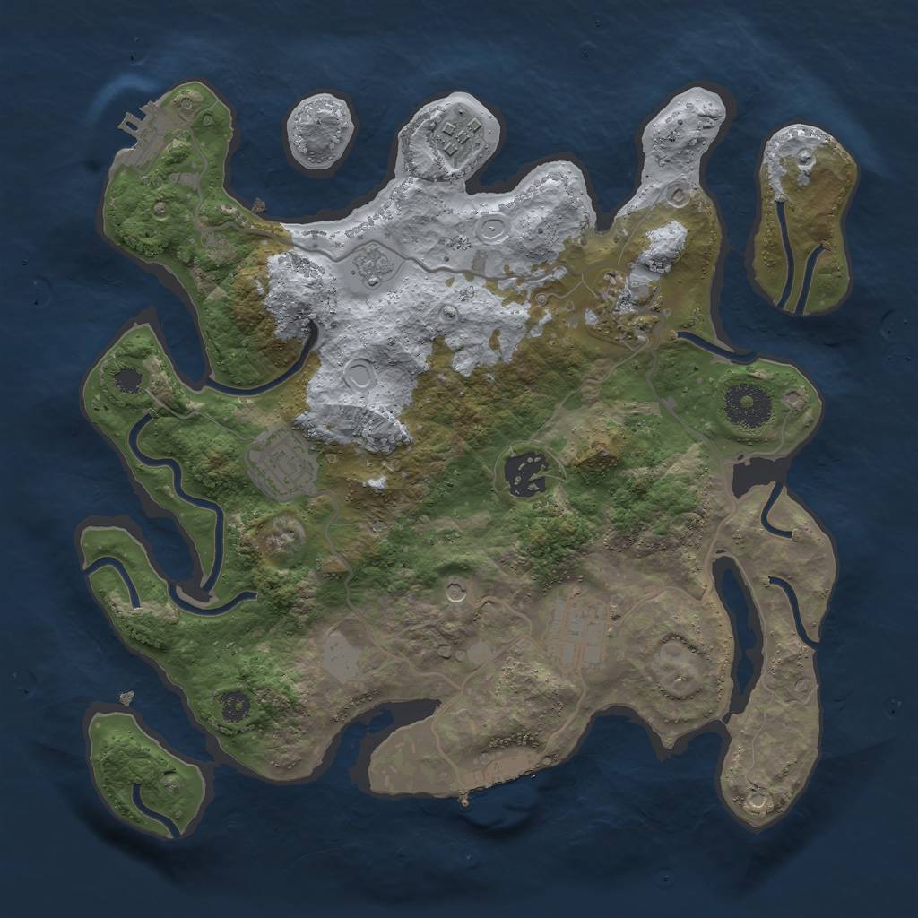 Rust Map: Procedural Map, Size: 3000, Seed: 2143143646, 14 Monuments