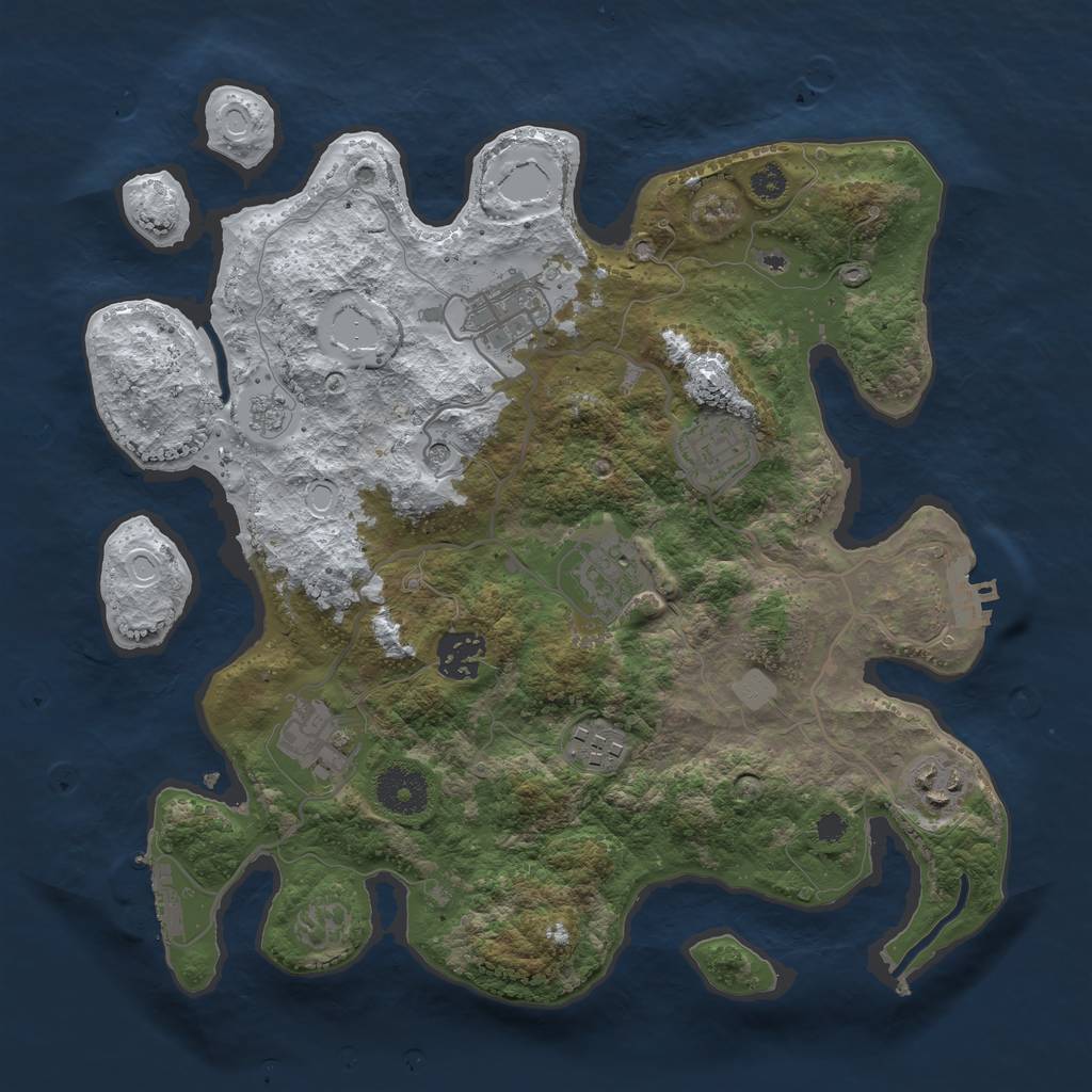 Rust Map: Procedural Map, Size: 3250, Seed: 2300504, 16 Monuments