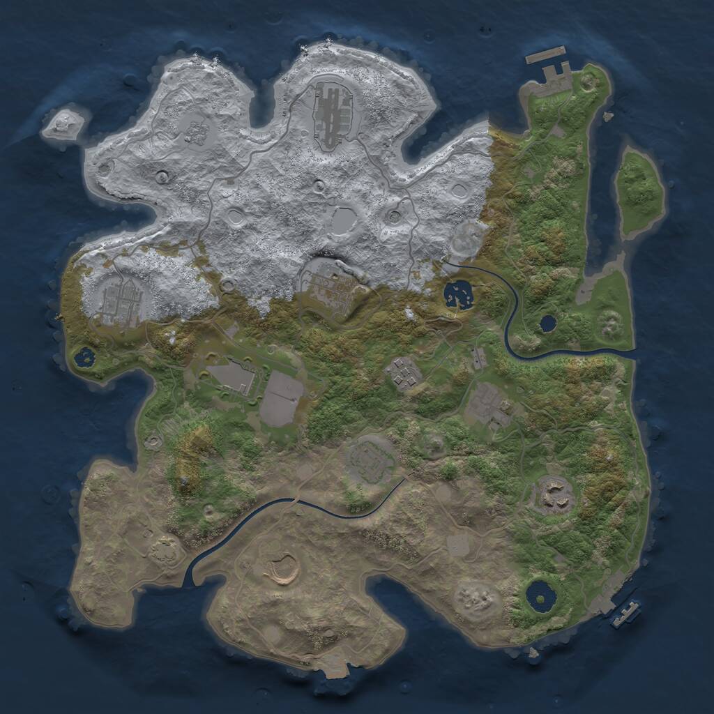 Rust Map: Procedural Map, Size: 3550, Seed: 617050, 16 Monuments