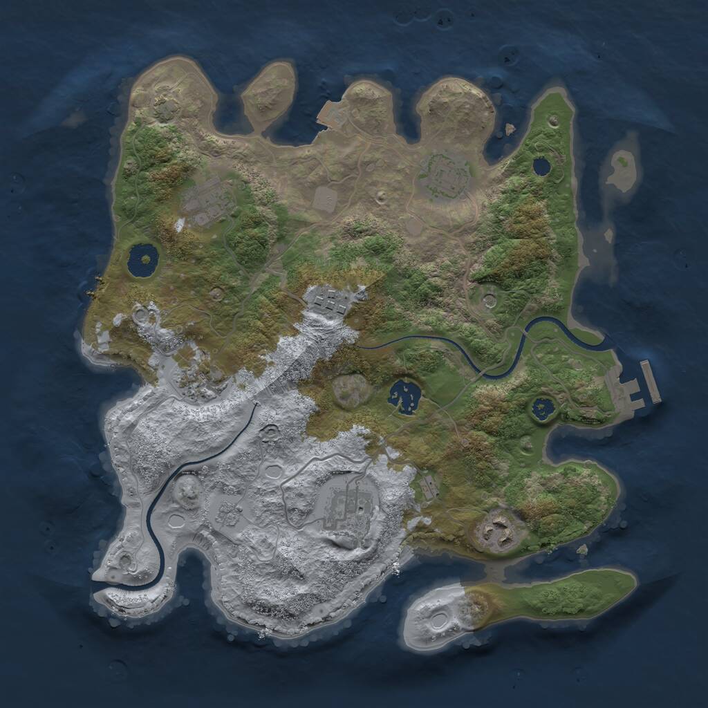 Rust Map: Procedural Map, Size: 3250, Seed: 3840531, 12 Monuments