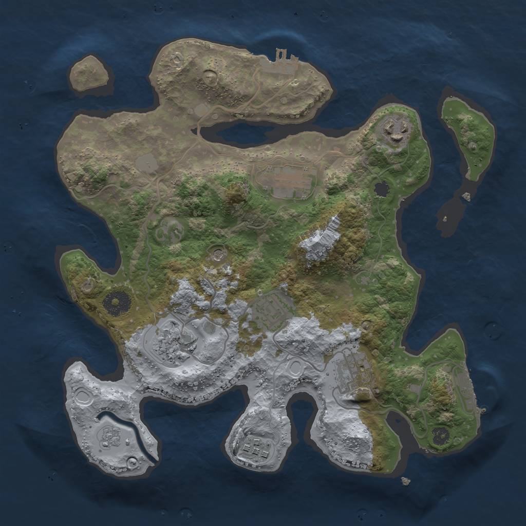 Rust Map: Procedural Map, Size: 3000, Seed: 65942, 15 Monuments