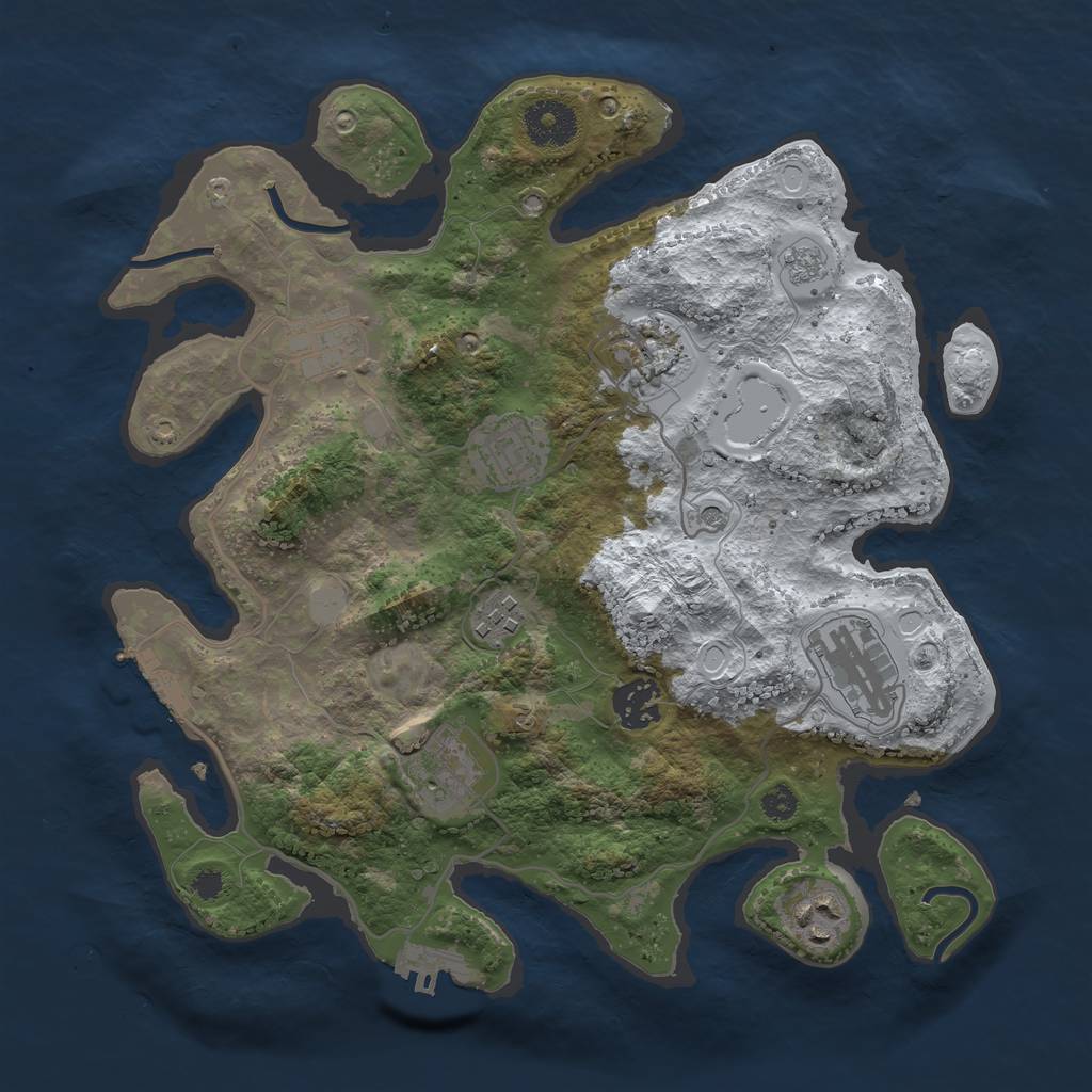 Rust Map: Procedural Map, Size: 3250, Seed: 2487025, 17 Monuments