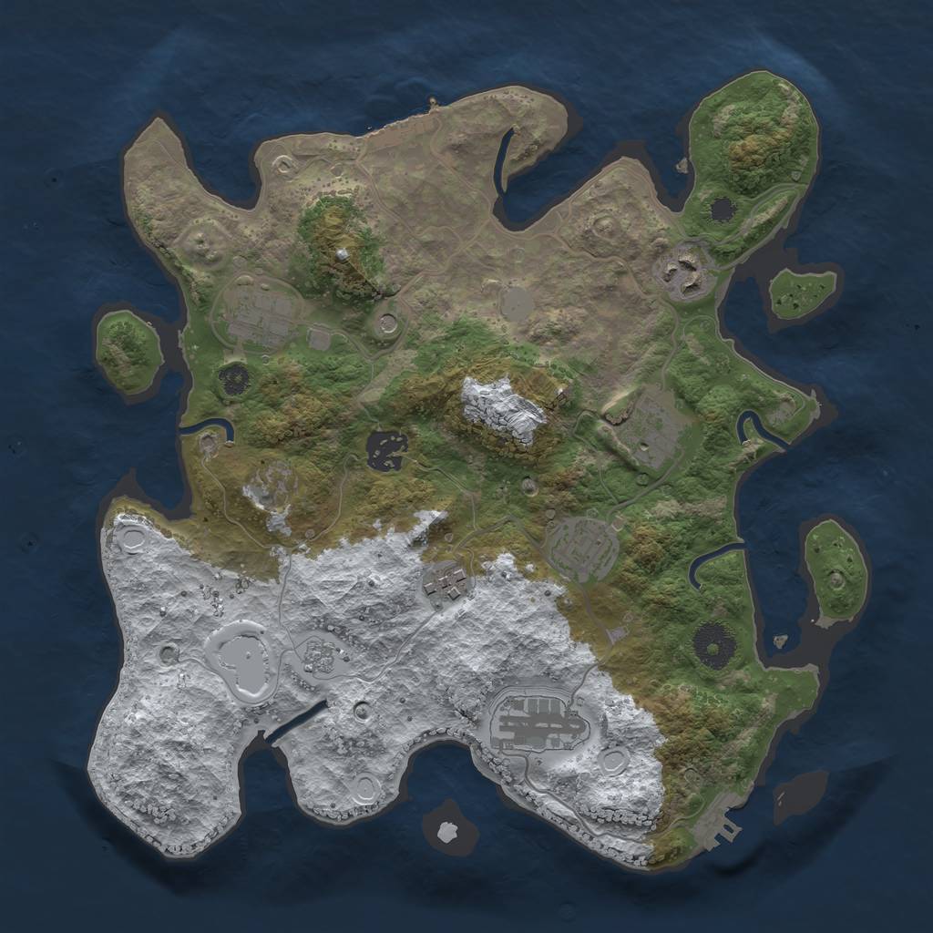 Rust Map: Procedural Map, Size: 3250, Seed: 2883261, 16 Monuments