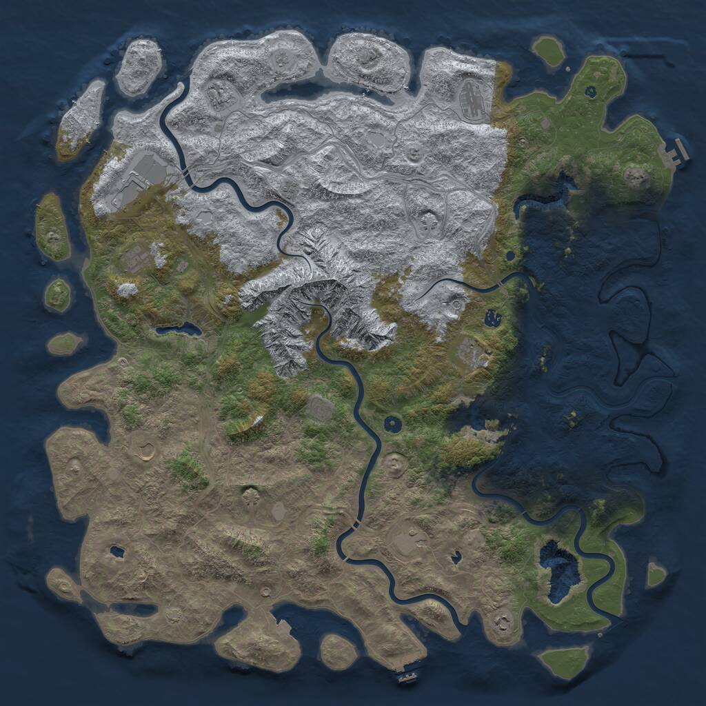 Rust Map: Procedural Map, Size: 6000, Seed: 475793, 17 Monuments