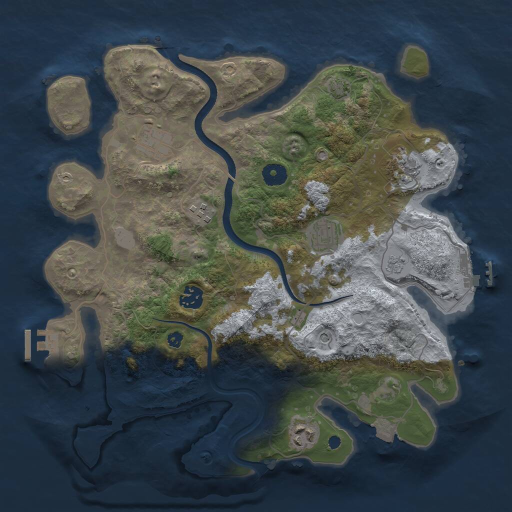 Rust Map: Procedural Map, Size: 3250, Seed: 3895862, 12 Monuments