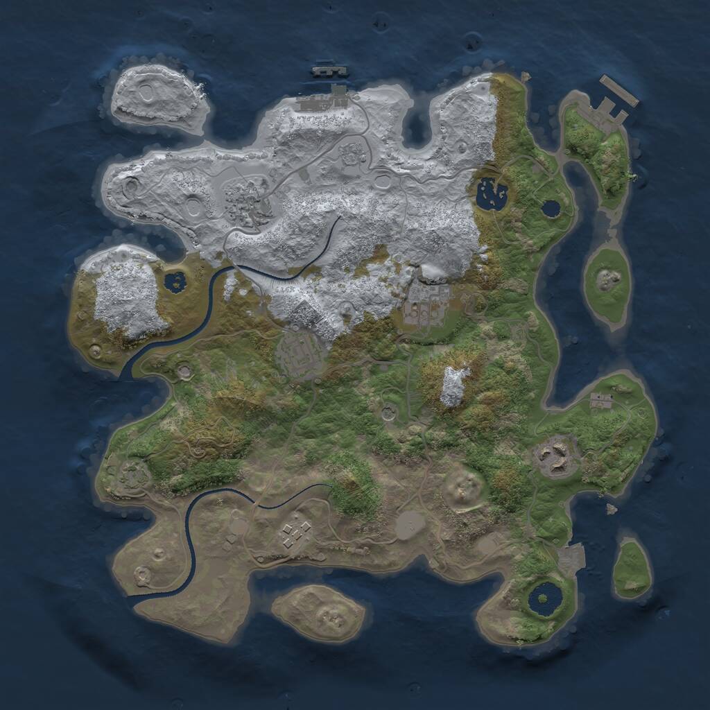 Rust Map: Procedural Map, Size: 3250, Seed: 2824249, 12 Monuments
