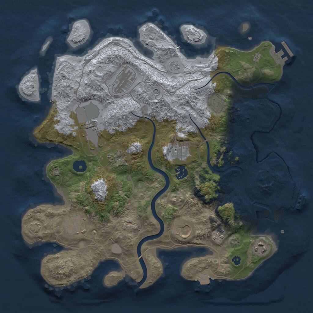 Rust Map: Procedural Map, Size: 3600, Seed: 207, 16 Monuments