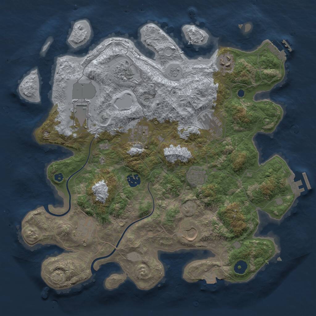 Rust Map: Procedural Map, Size: 3600, Seed: 207, 15 Monuments