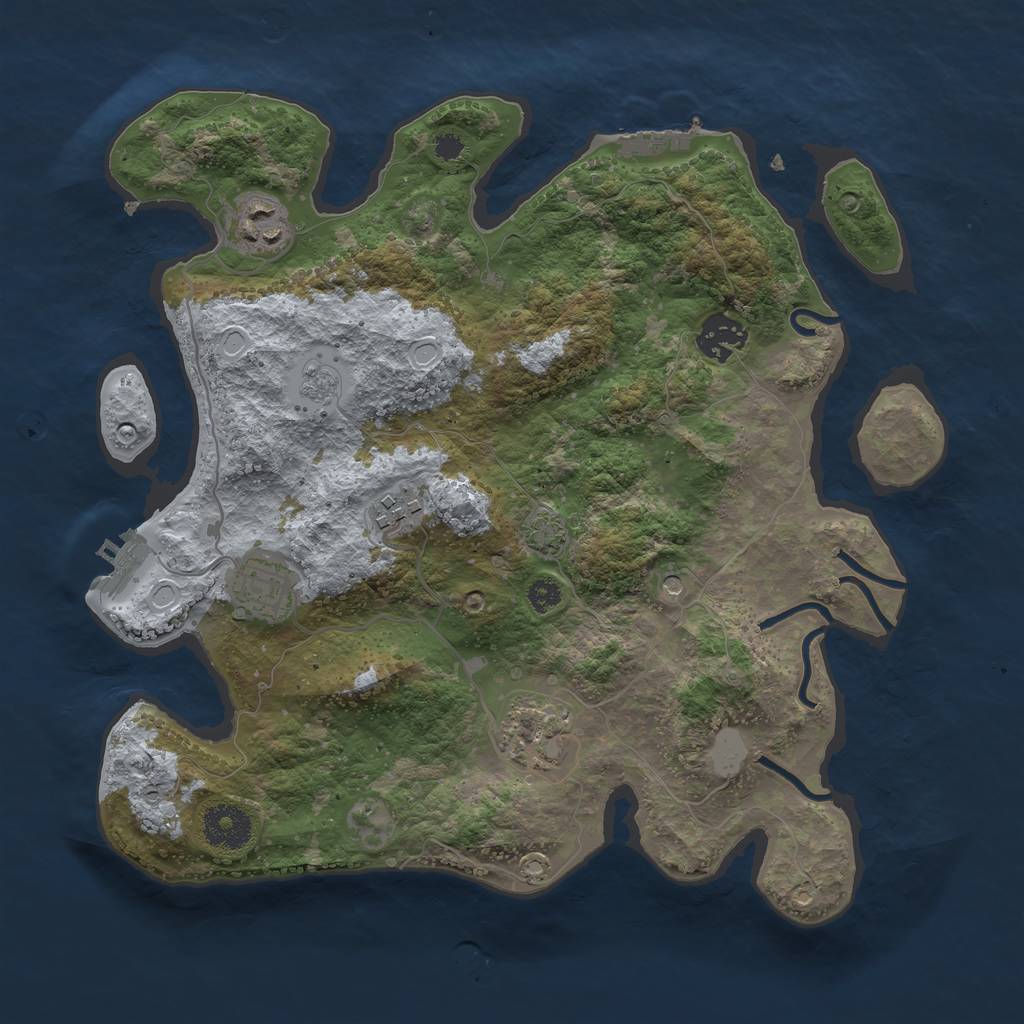 Rust Map: Procedural Map, Size: 3250, Seed: 4483050, 13 Monuments