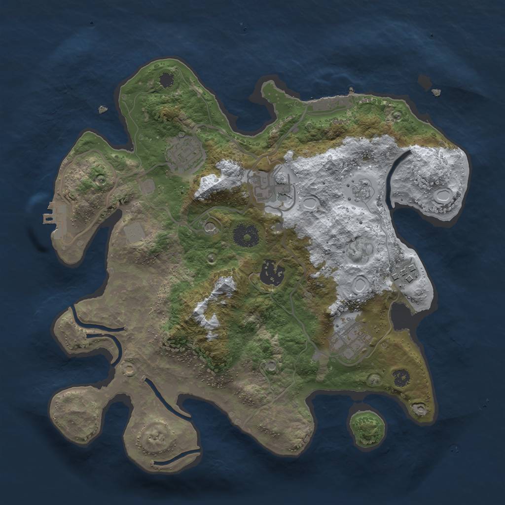 Rust Map: Procedural Map, Size: 3000, Seed: 1911843865, 14 Monuments