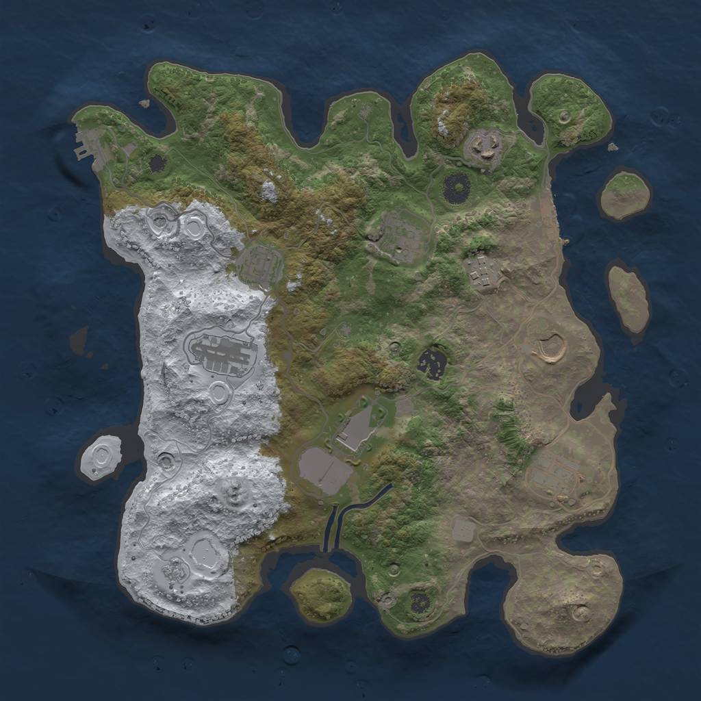 Rust Map: Procedural Map, Size: 3556, Seed: 100, 18 Monuments
