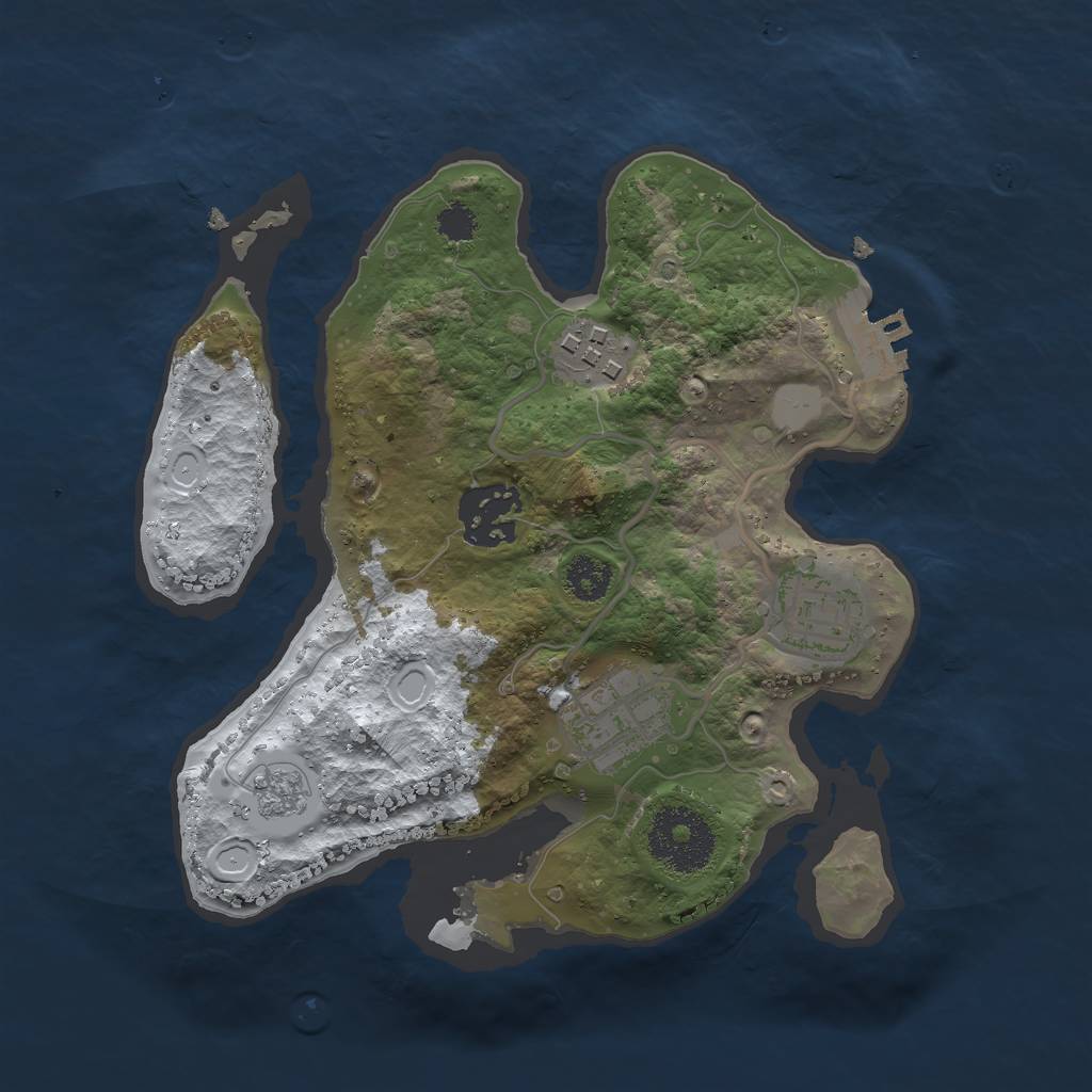 Rust Map: Procedural Map, Size: 2500, Seed: 2147483457, 11 Monuments
