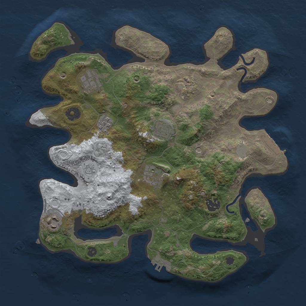 Rust Map: Procedural Map, Size: 3250, Seed: 2389100, 16 Monuments