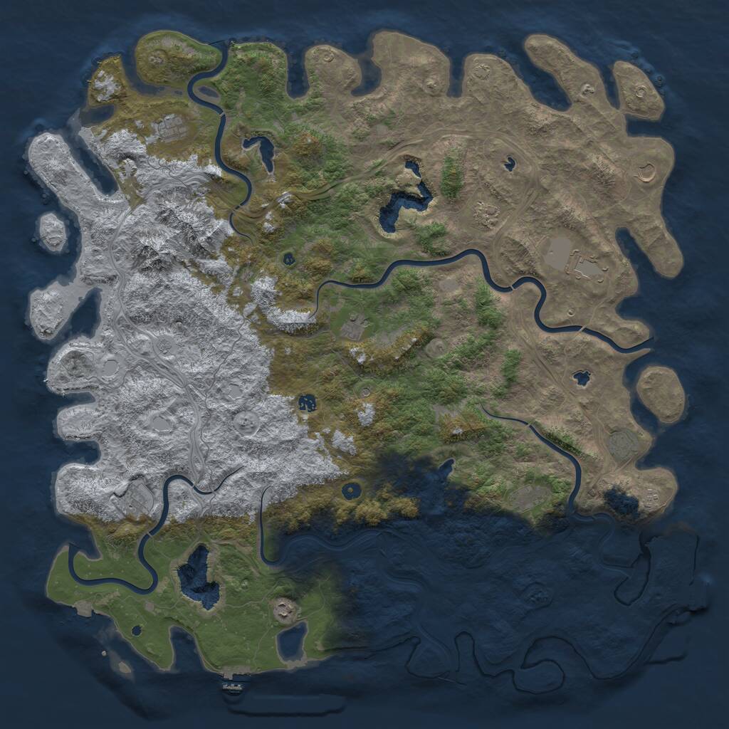Rust Map: Procedural Map, Size: 6000, Seed: 646630, 17 Monuments