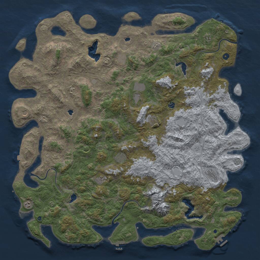 Rust Map: Procedural Map, Size: 6000, Seed: 661987, 17 Monuments