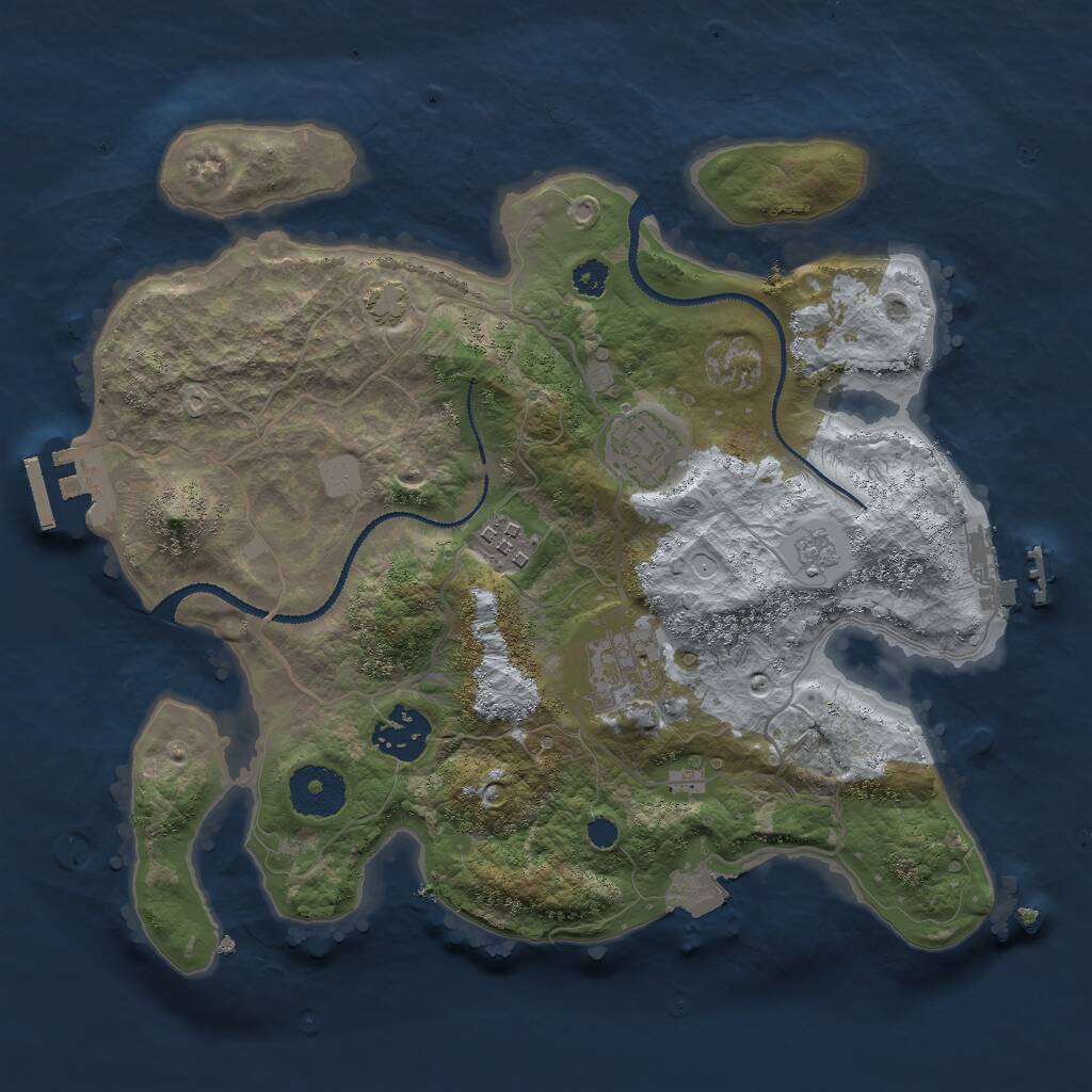 Rust Map: Procedural Map, Size: 3000, Seed: 761898551, 9 Monuments