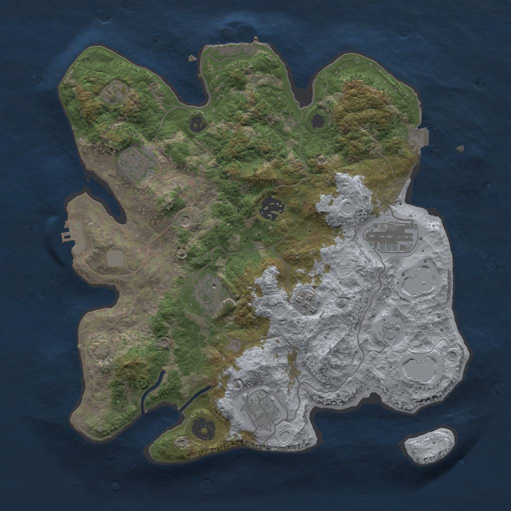 Rust Map: Procedural Map, Size: 3250, Seed: 2867986, 14 Monuments