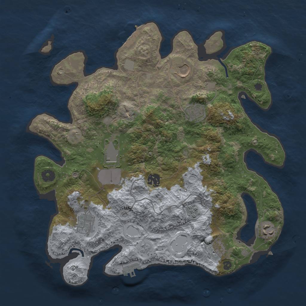 Rust Map: Procedural Map, Size: 3500, Seed: 546435, 17 Monuments